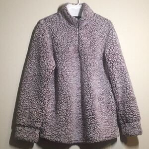 Zesica top women’s size large L Sherpa like quarter zip pullover